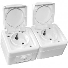 Πρίζα Σούκο με Καπάκι 2Θ. 16A Λευκή Επίτοιχη IP54 13-26501223